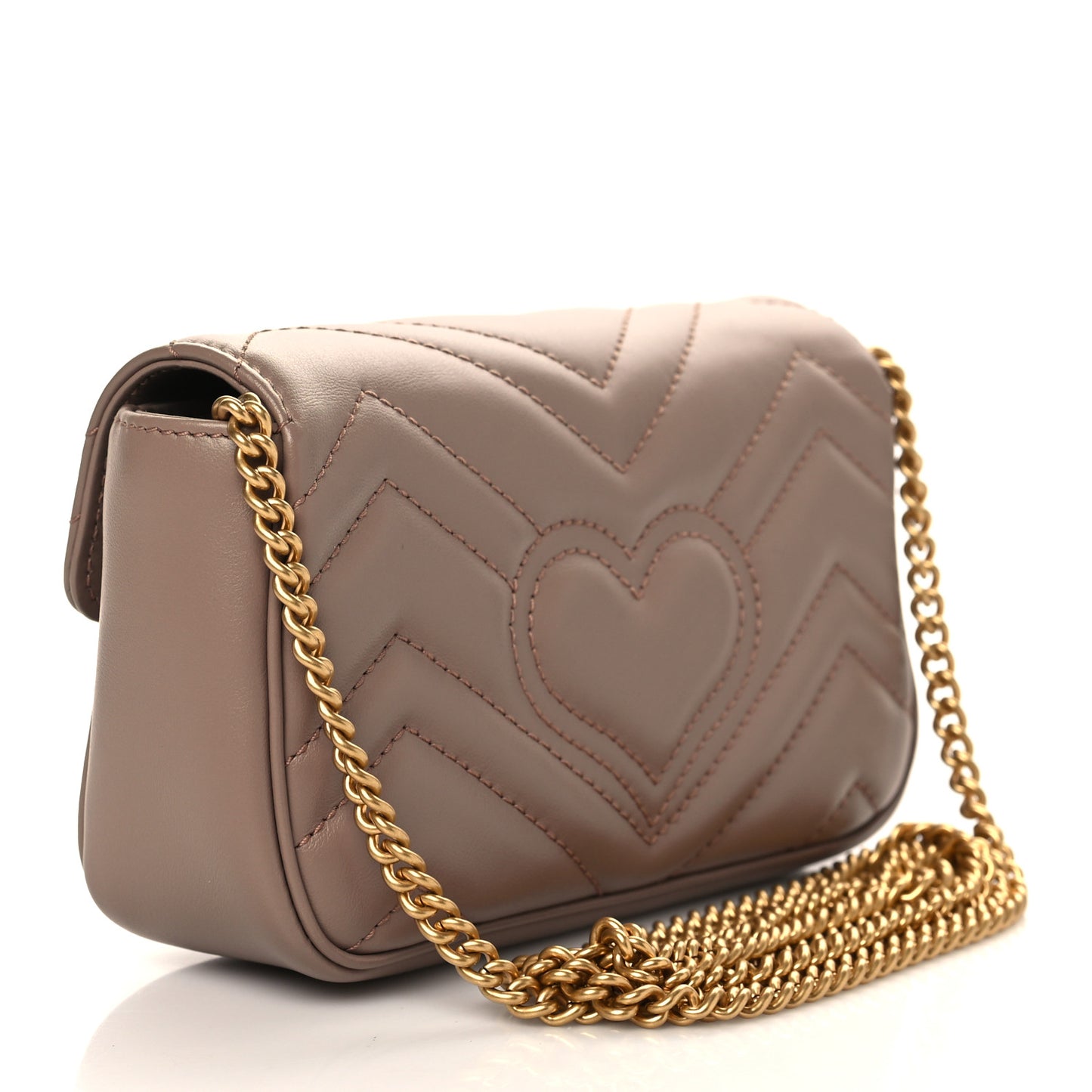 Calfskin Matelasse Super Mini GG Marmont Shoulder Bag Porcelain Rose