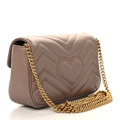 Gucci Calfskin Matelasse Super Mini GG Marmont Shoulder Bag Porcelain Rose 3 of 7