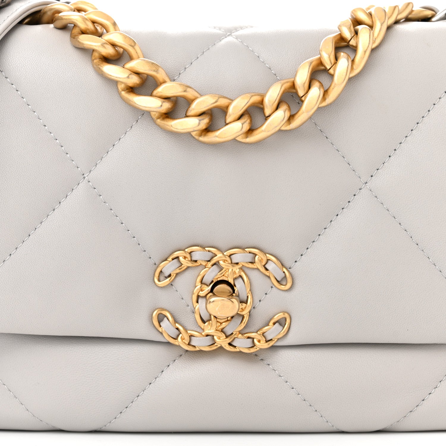 Chanel Lambskin Quilted Medium Chanel 19 Flap Grey 8 of 11
