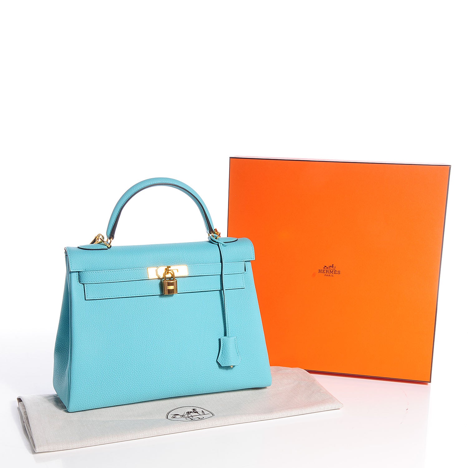 Hermes Togo Kelly Retourne 32 Bleu Atoll 27 of 28
