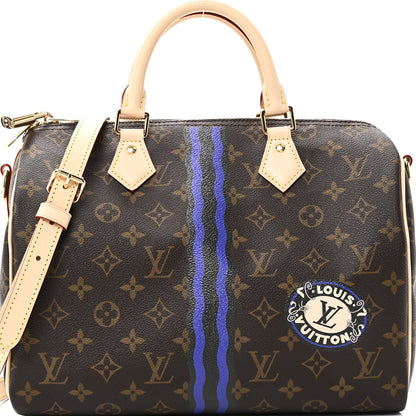 Louis Vuitton Mon Monogram Speedy Bandouliere 30 Indigo Blue Khaki 7 of 9