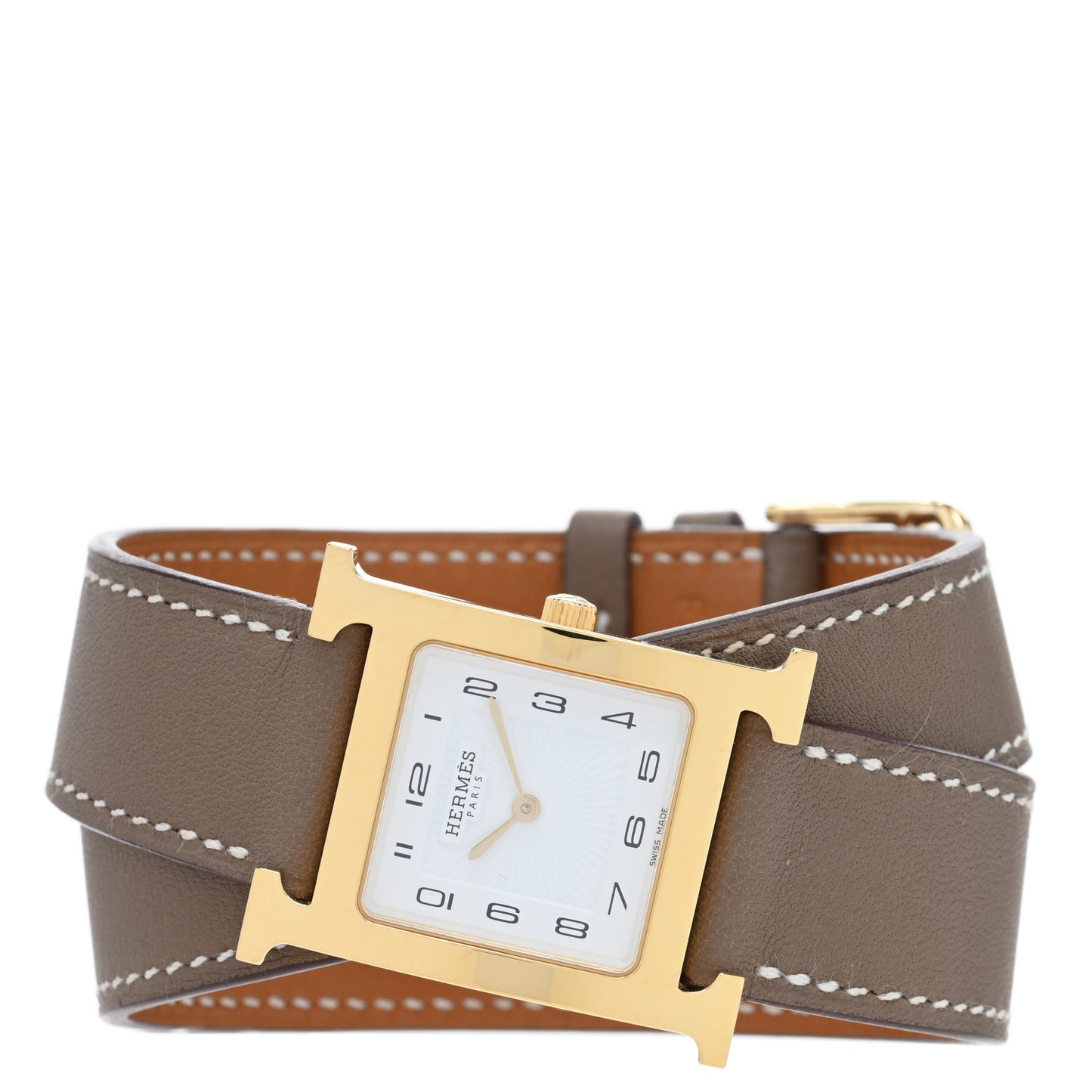 Stainless Steel Swift 26mm Heure H Hour Double Tour Quartz Watch Etoupe