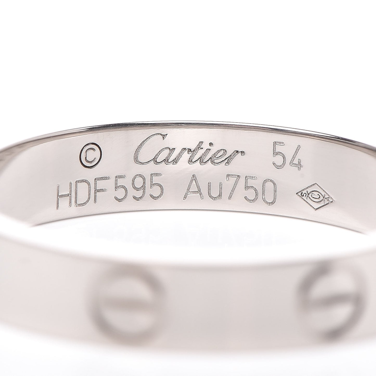 18K White Gold 3.5mm LOVE Wedding Band Ring 54 6.75