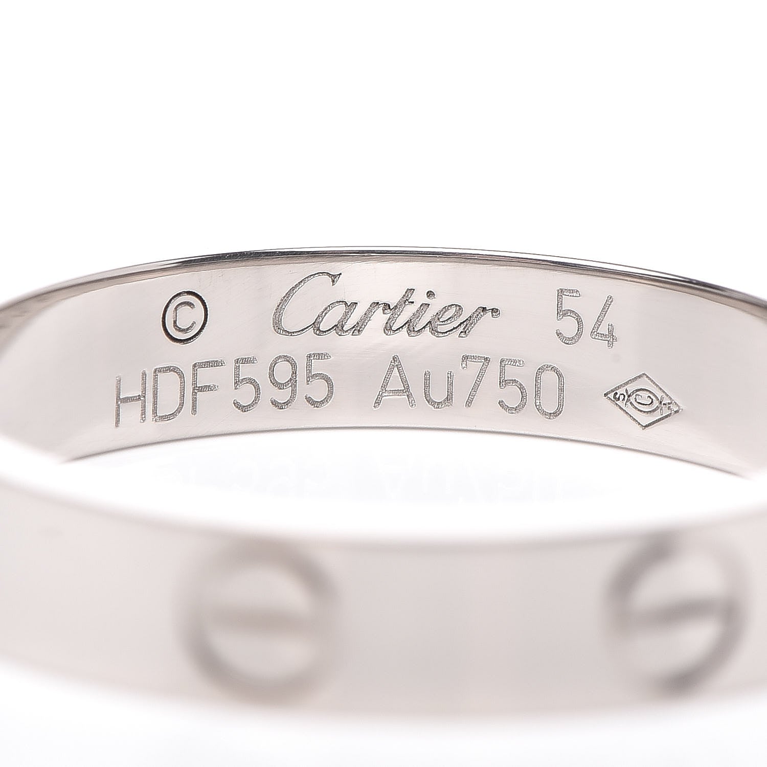 Cartier 18K White Gold 3.5mm LOVE Wedding Band Ring 54 6.75 4 of 5