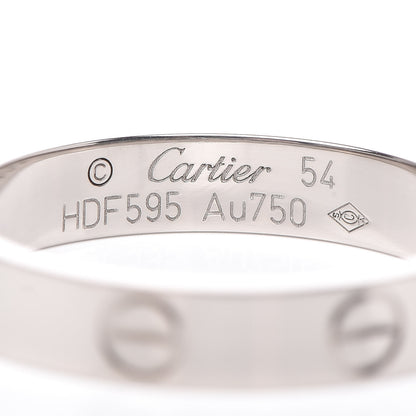 Cartier 18K White Gold 3.5mm LOVE Wedding Band Ring 54 6.75 4 of 5