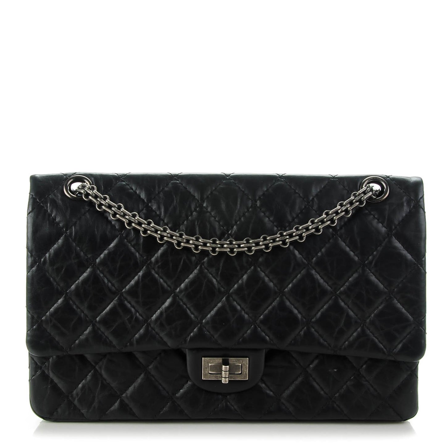 Aged Calfskin Quilted 2.55 Reissue 226 Flap Black