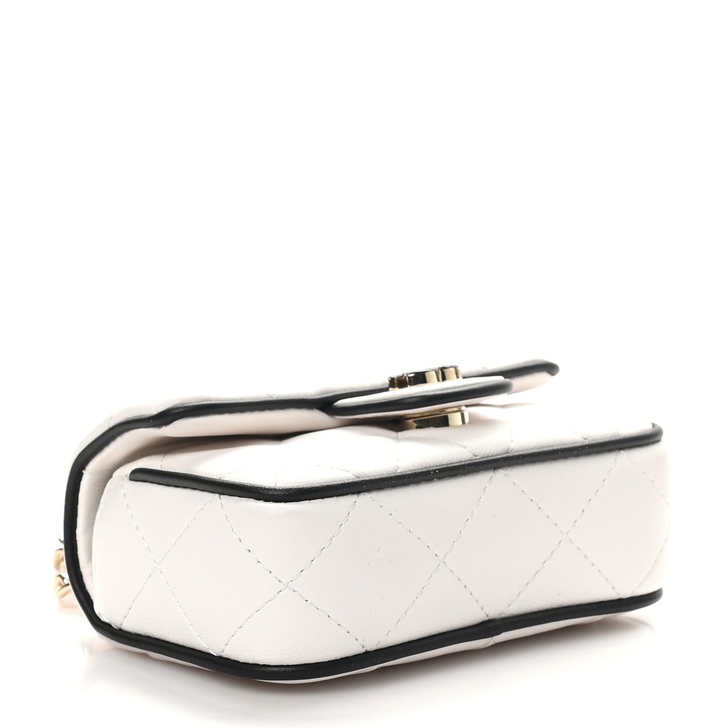 Lambskin Quilted Resin CC Flap Clutch With Chain White Black
