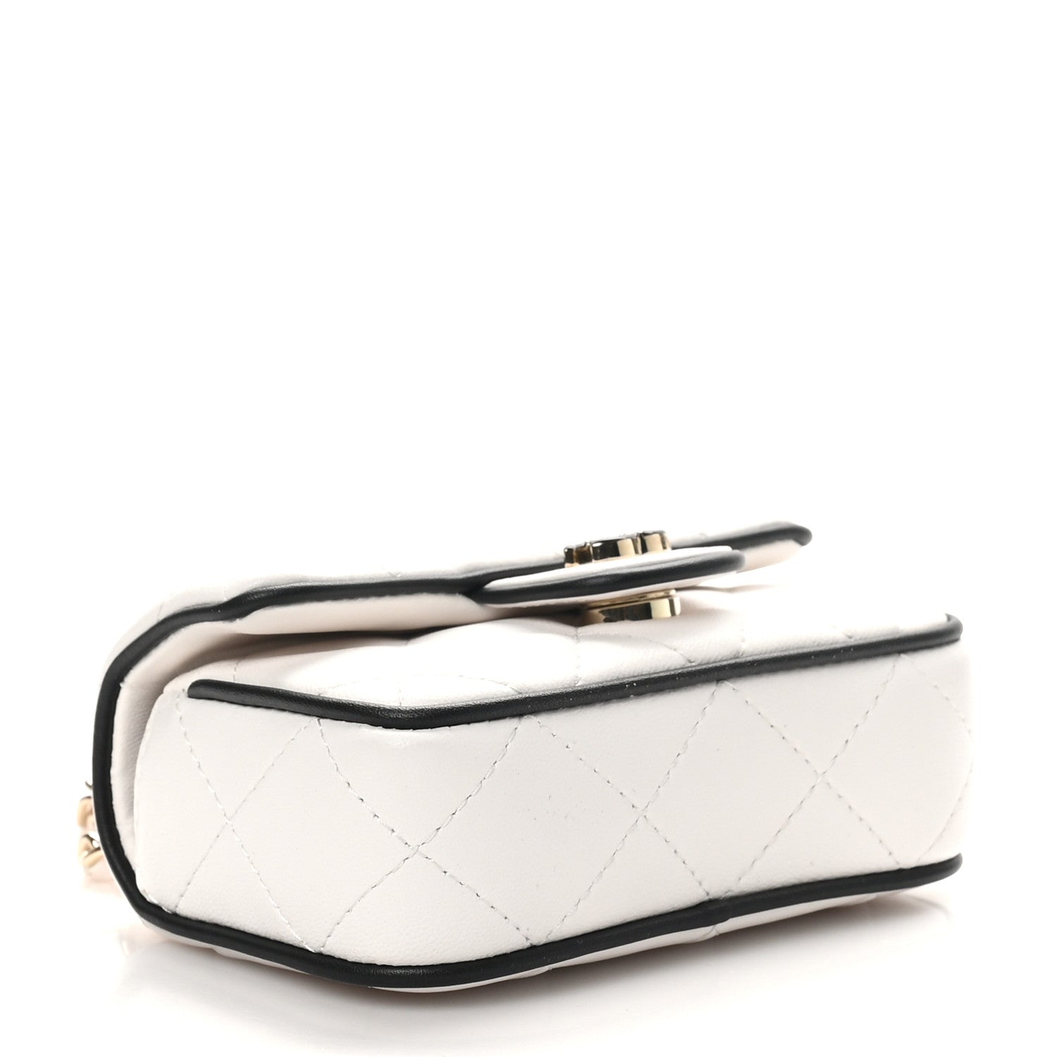 Chanel Lambskin Quilted Resin CC Flap Clutch With Chain White Black 4 of 11