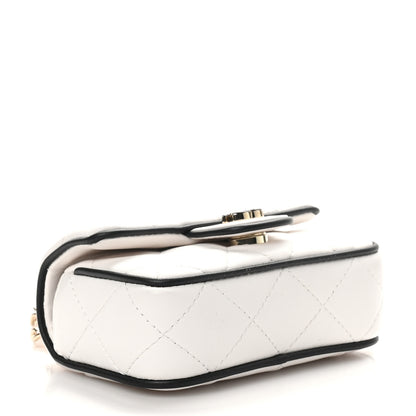 Chanel Lambskin Quilted Resin CC Flap Clutch With Chain White Black 4 of 11