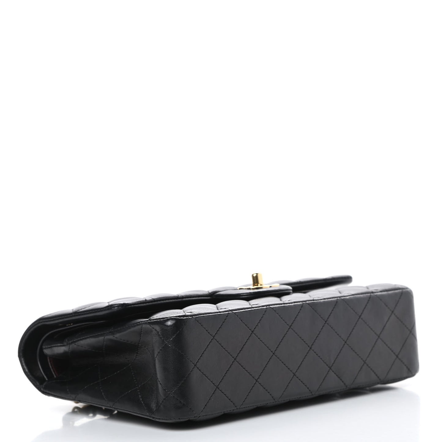 Lambskin Quilted Medium Double Flap Black