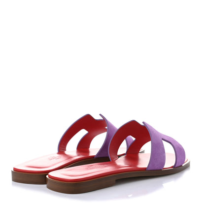 Hermes Suede Goatskin Oran Sandals 36 Violet Parme 4 of 7