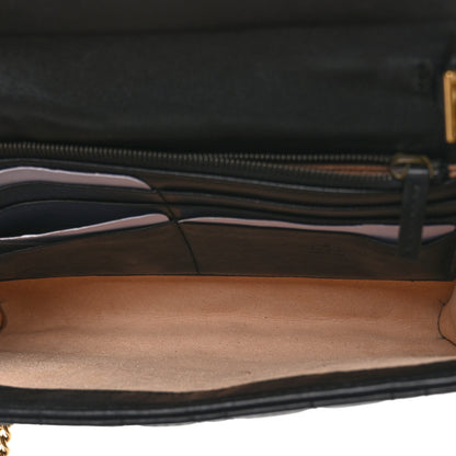 Gucci Calfskin Matelasse Mini Pearly GG Marmont Chain Wallet Black 5 of 10