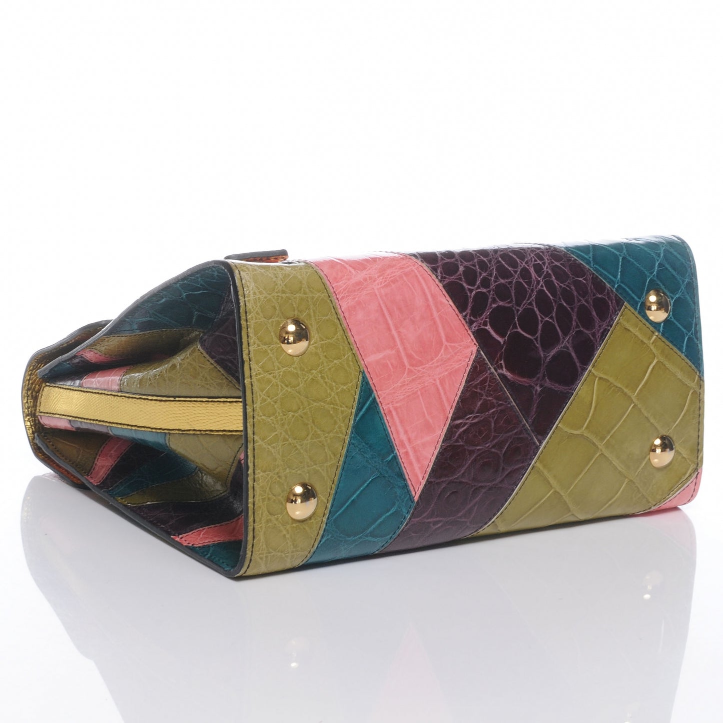 Patchwork Crocodile Dome Handbag Multicolor