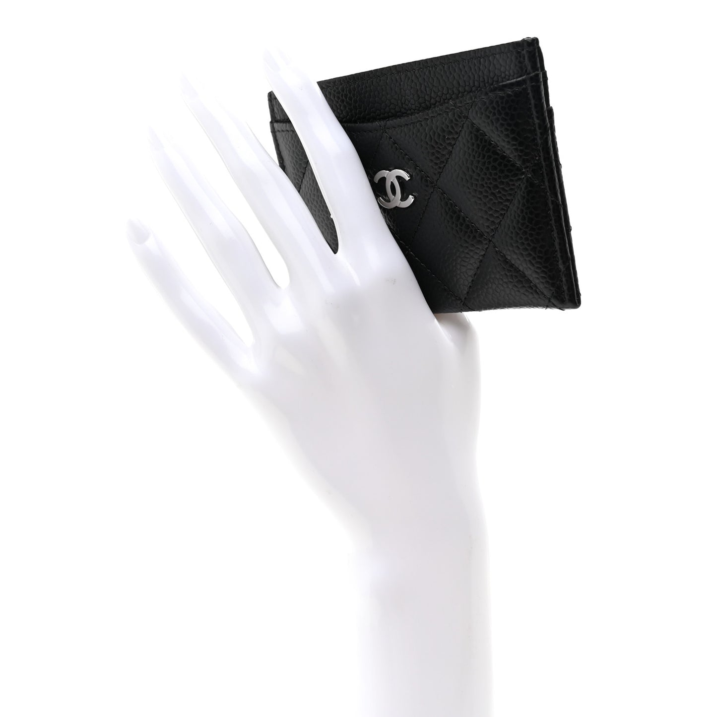 Caviar Quilted Card Holder Black