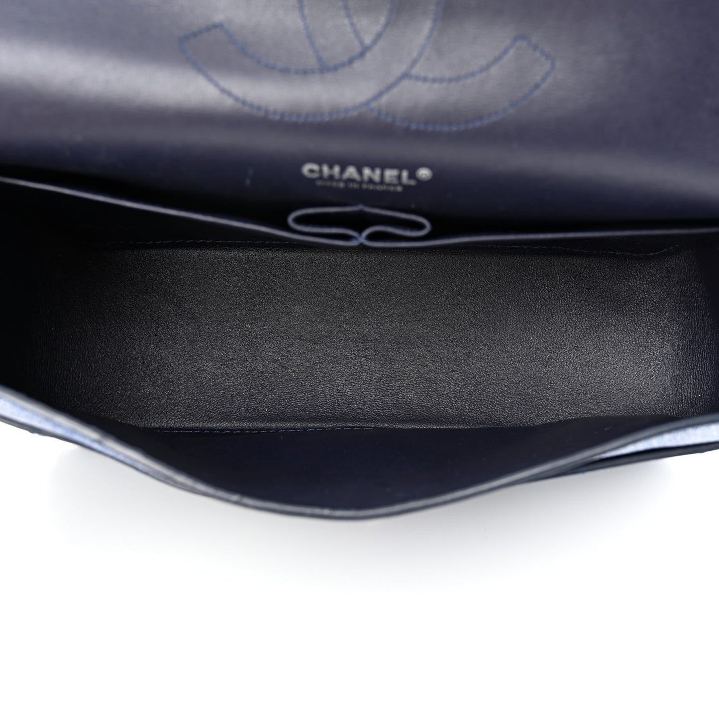 Crackled Calfskin Jumbo Double Flap Blue