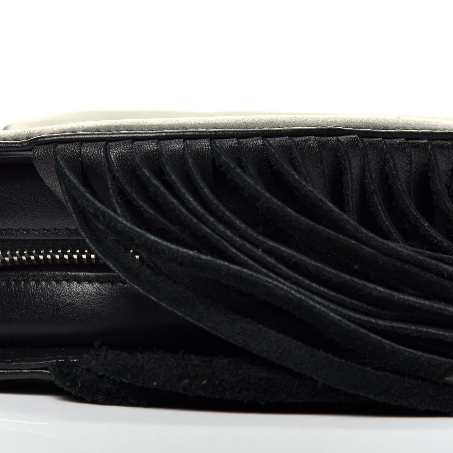 Calfskin Fringe Small Monogram Love Shoulder Bag Black