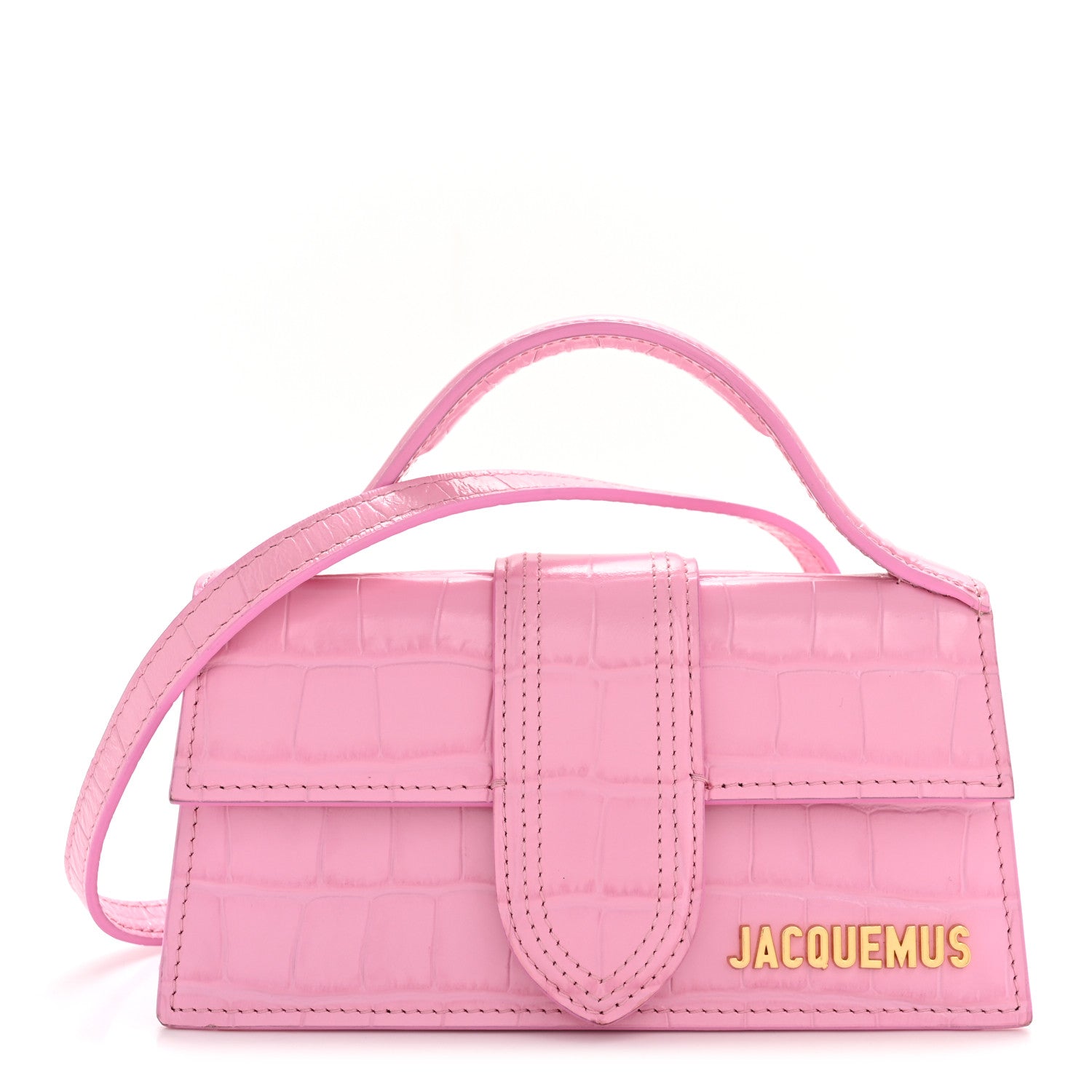 Jacquemus Calfskin Crocodile Embossed Le Bambino Pink 1 of 12