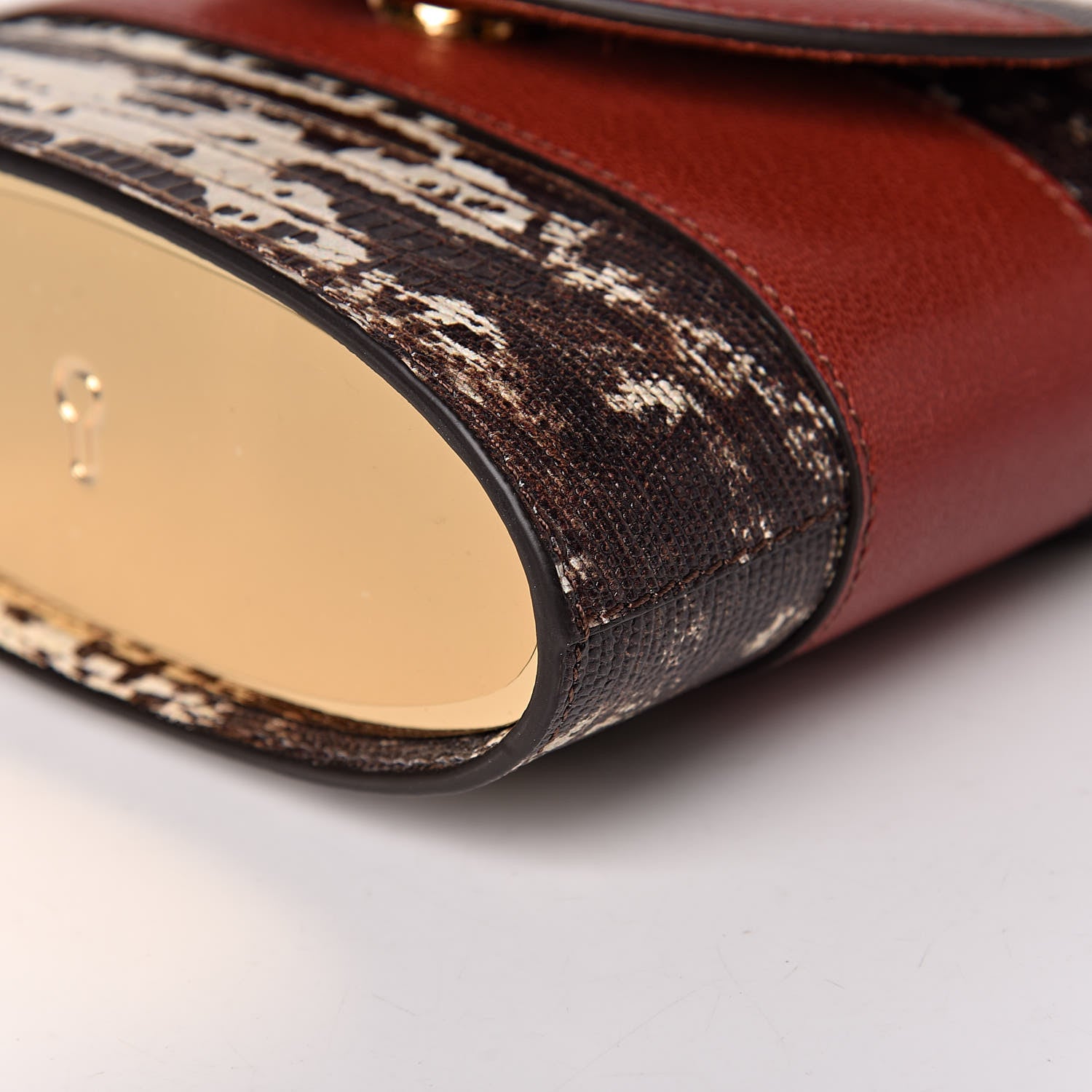 Chloe Calfskin Lizard Embossed Small Aby Lock Sepia Brown 9 of 9