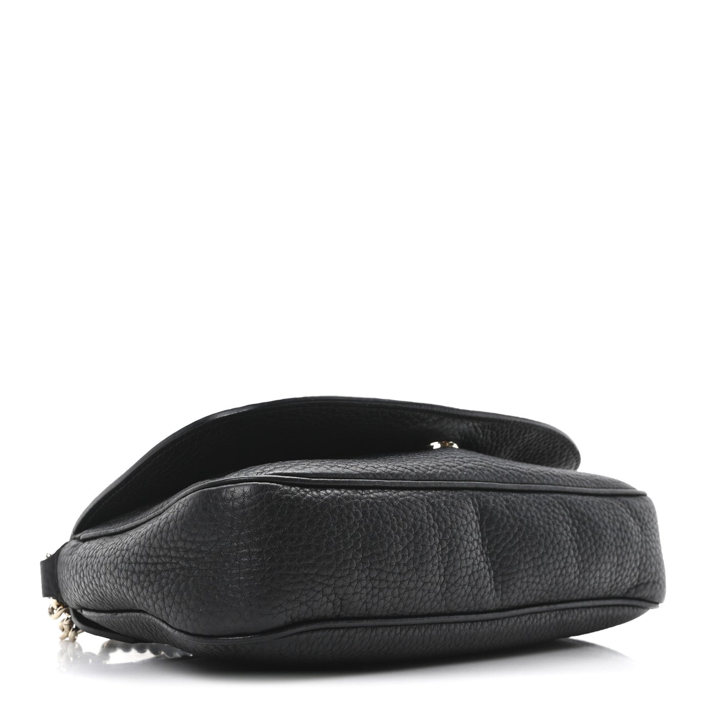 Pebbled Calfskin Medium Soho Flap Crossbody Black