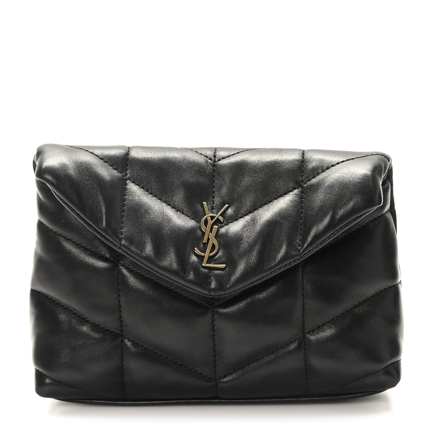 Lambskin Monogram Loulou Puffer Pouch Clutch Black