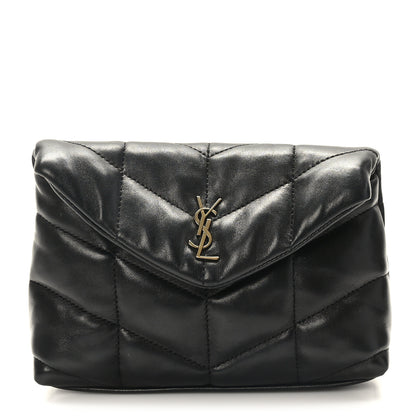 Saint Laurent Lambskin Monogram Loulou Puffer Pouch Clutch Black 1 of 10