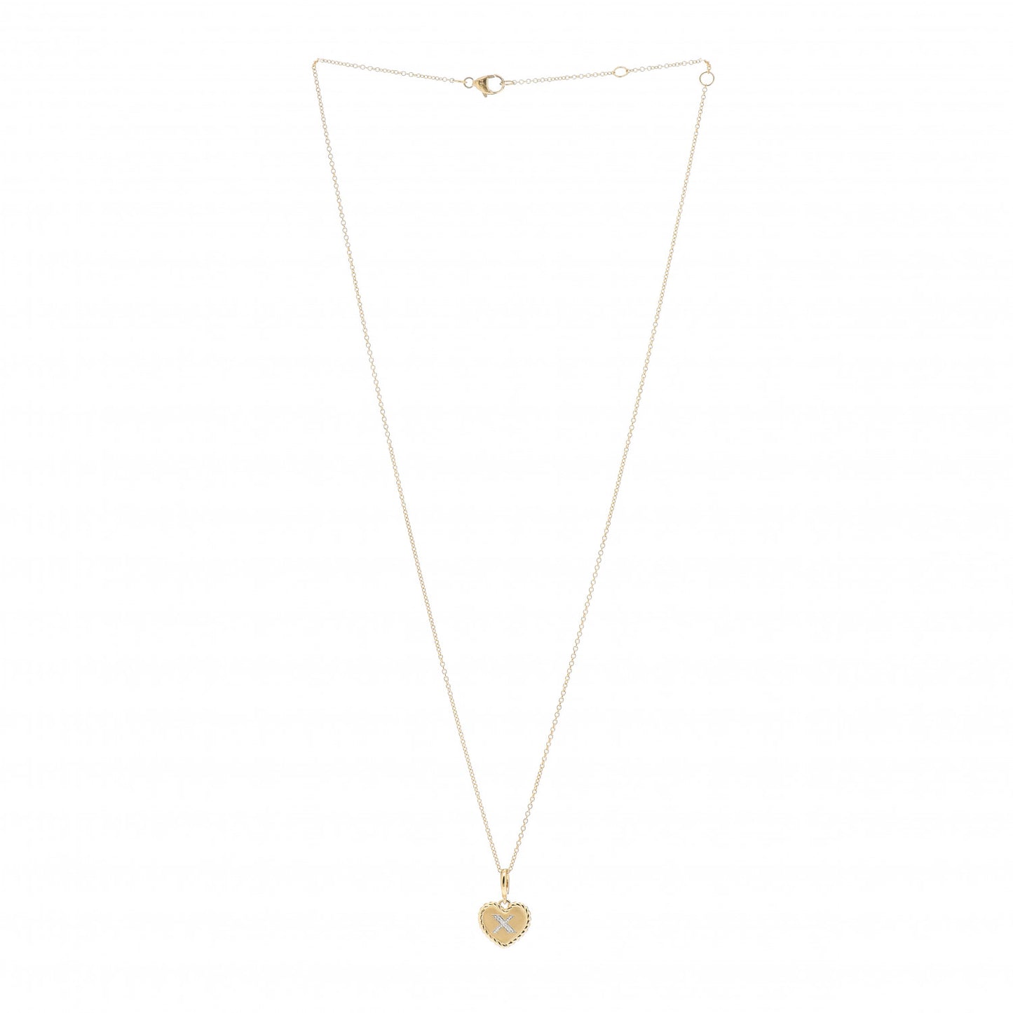 18K Yellow Gold Diamond Heart Initial X Charm Necklace