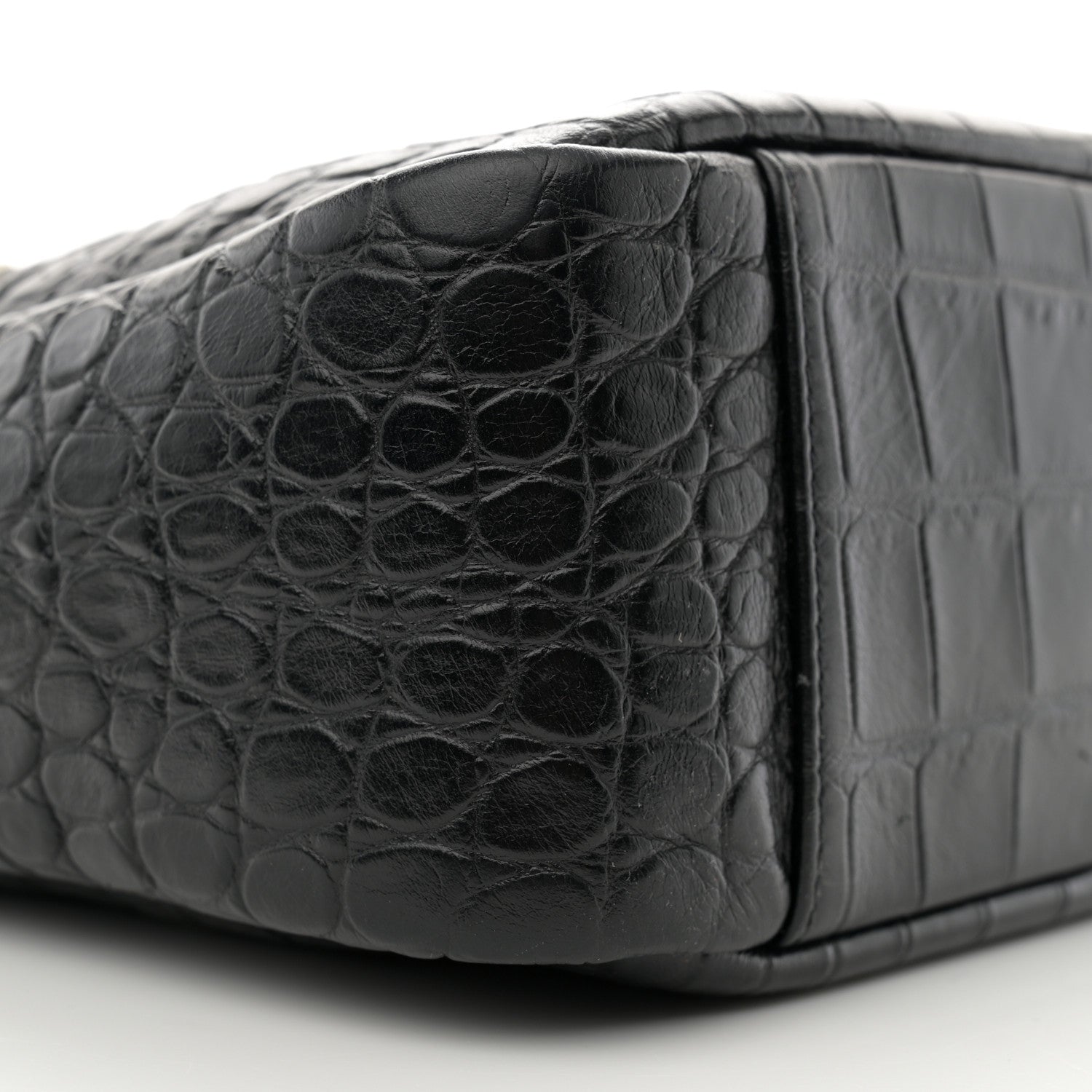 Saint Laurent Calfskin Crocodile Embossed Camp Camera Bag Black 9 of 11