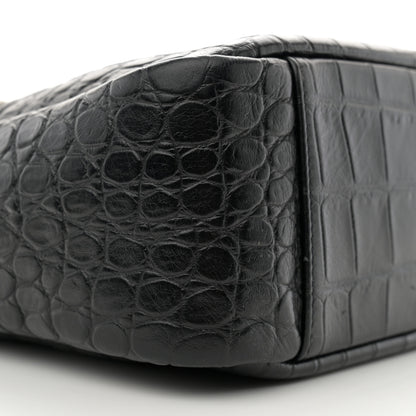 Saint Laurent Calfskin Crocodile Embossed Camp Camera Bag Black 9 of 11
