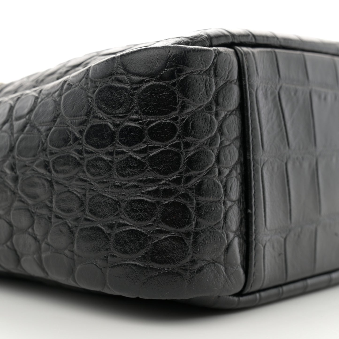Calfskin Crocodile Embossed Camp Camera Bag Black