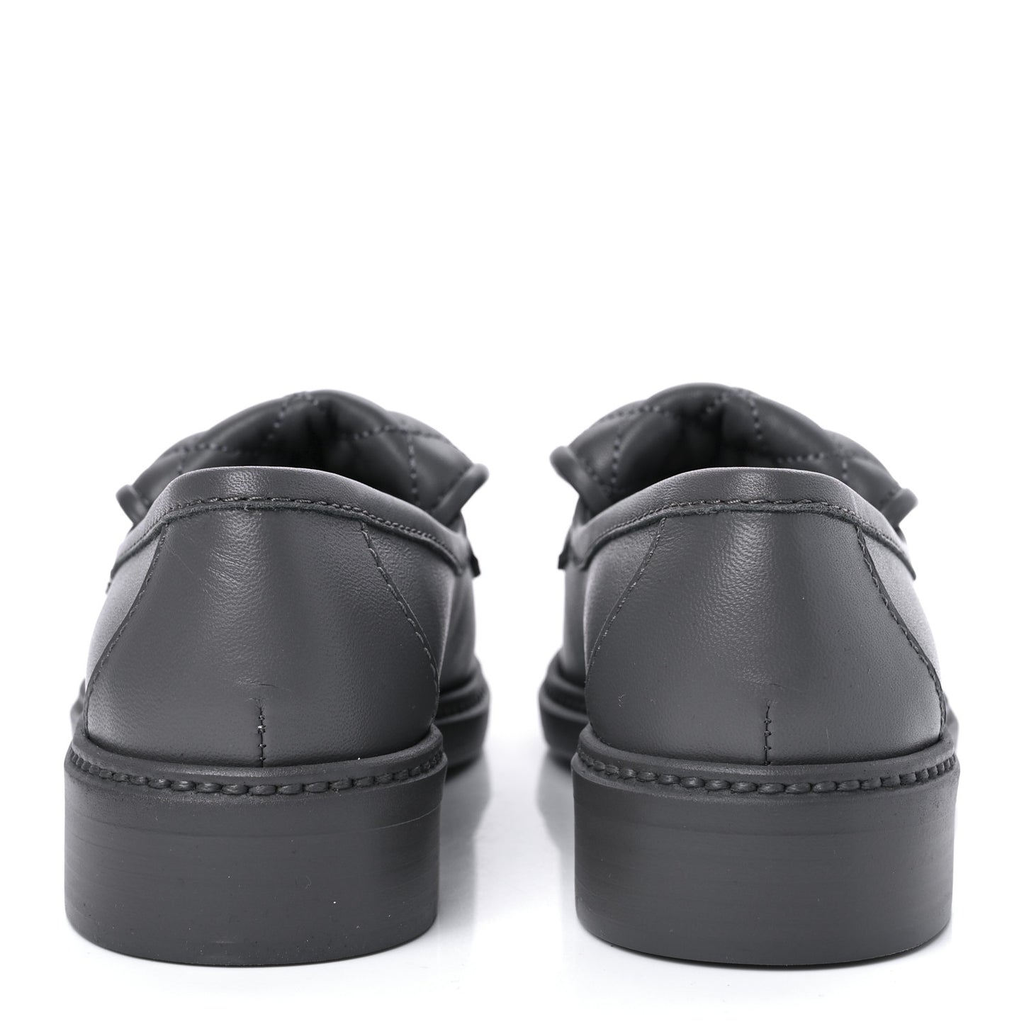 Lambskin Quilted CC Turnlock Moccasins 38.5 Grey