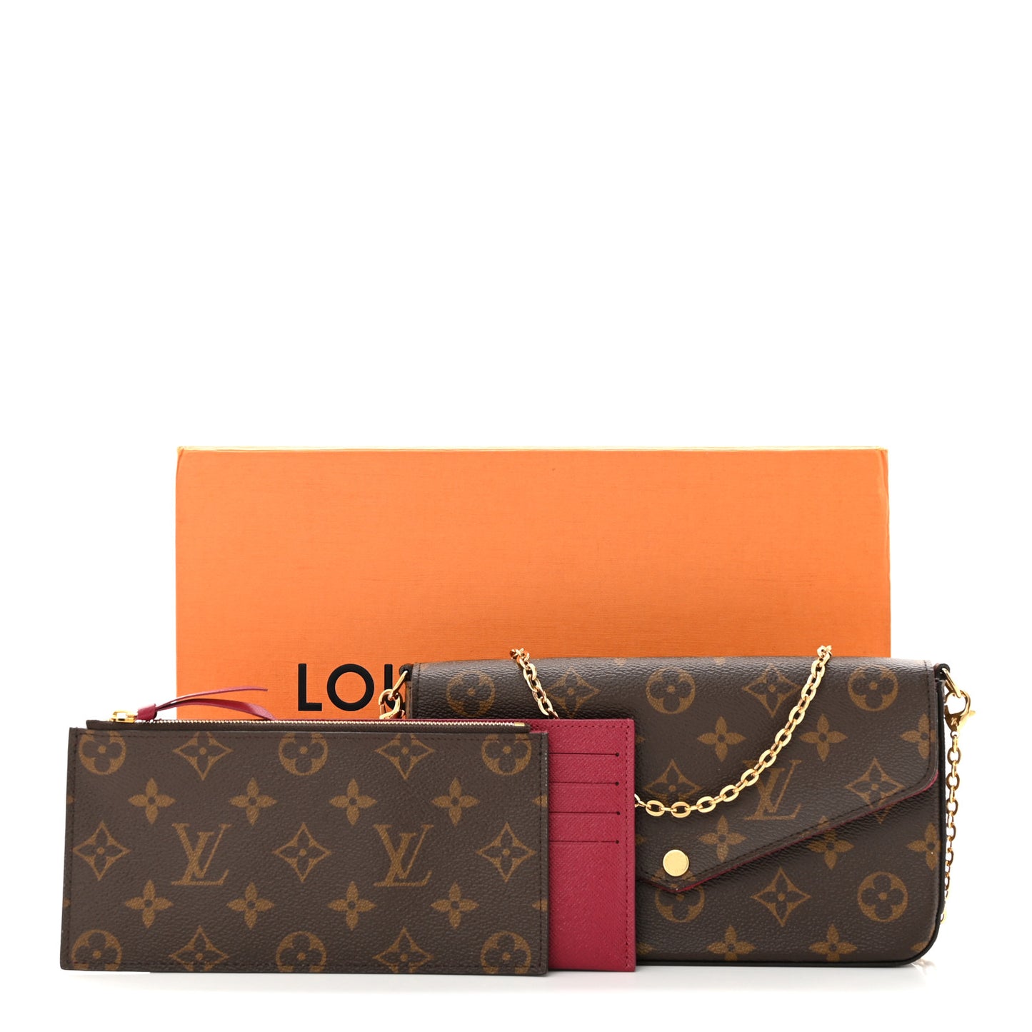 Monogram Pochette Felicie Chain Wallet Fuchsia