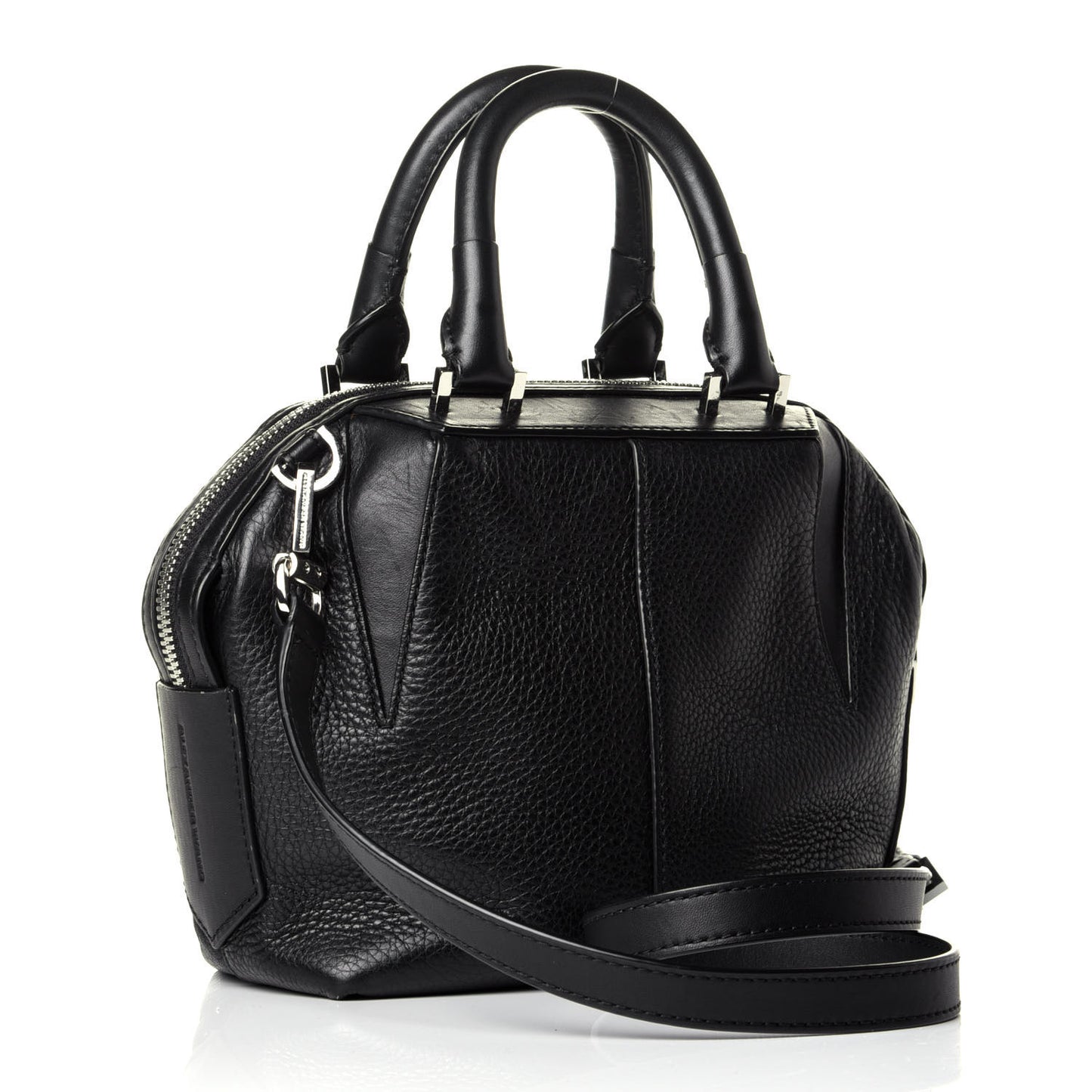 Pebbled Calfskin Studded Small Emile Black