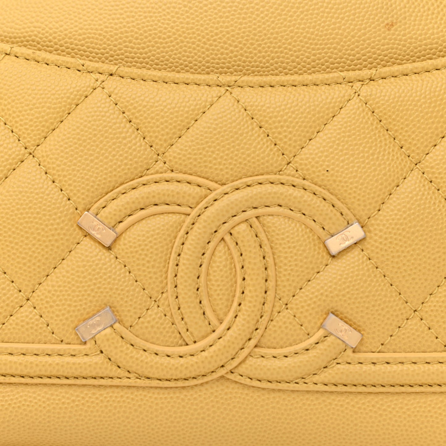 Caviar Quilted Filigree Waist Bag Yellow