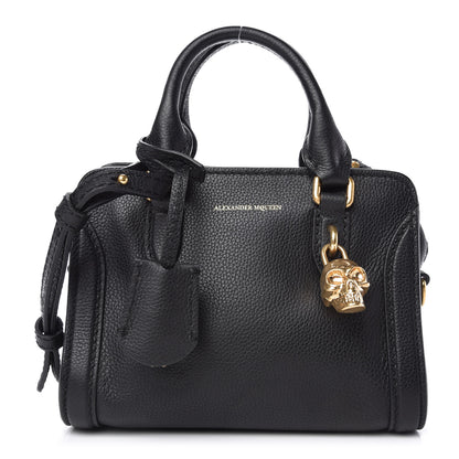 Alexander McQueen Pebbled Calfskin Mini Skull Padlock Zip Around Tote Black 1 of 10