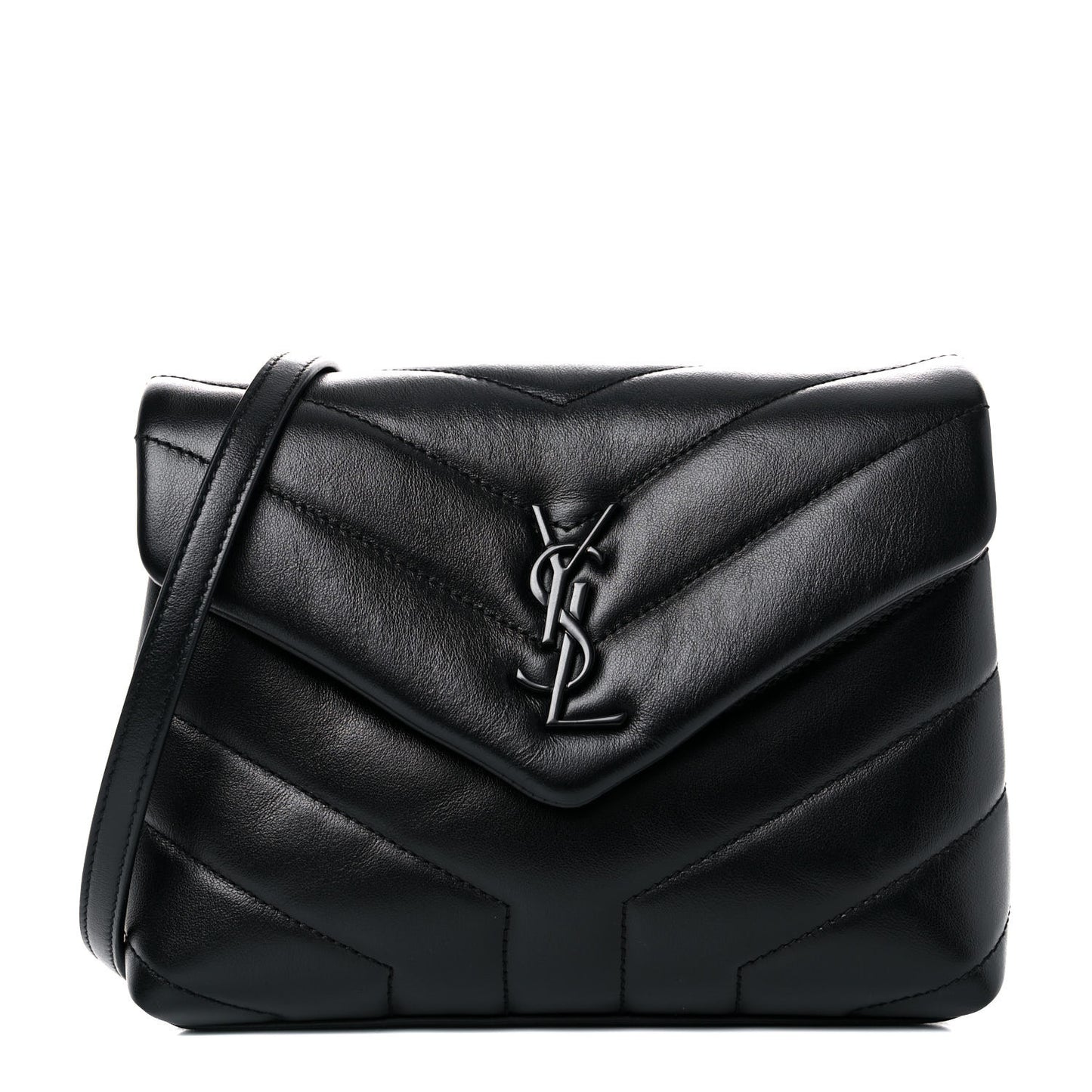 Calfskin Y Quilted Monogram Toy Loulou Crossbody Bag Black