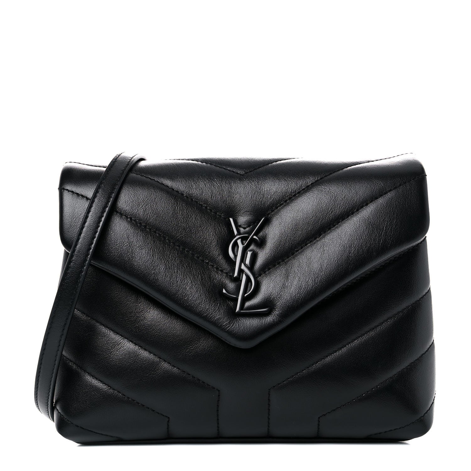 Saint Laurent Calfskin Y Quilted Monogram Toy Loulou Crossbody Bag Black 1 of 10