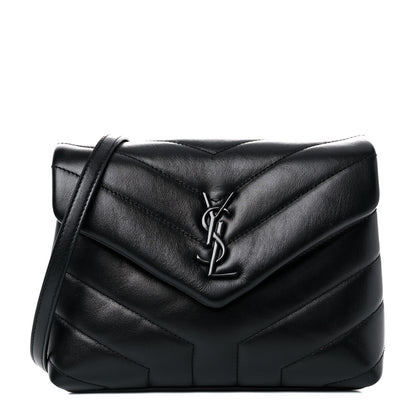 Saint Laurent Calfskin Y Quilted Monogram Toy Loulou Crossbody Bag Black 1 of 10