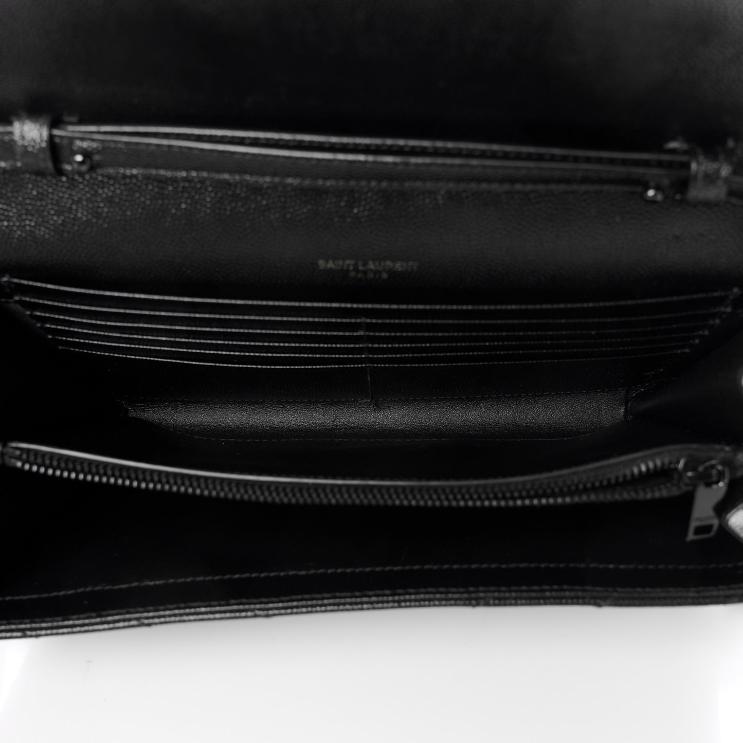 Grain De Poudre Matelasse Chevron Monogram Monochrome Chain Wallet Black