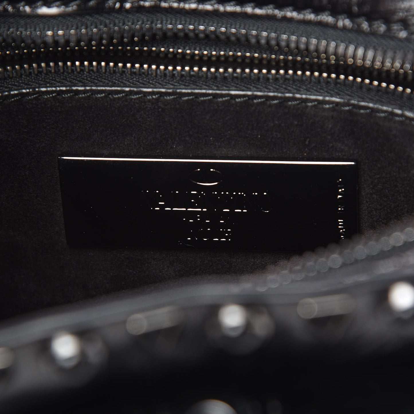 Craquele Calfskin Small Guitar Strap Rockstud Rolling Flap Pocket Shoulder Bag Black