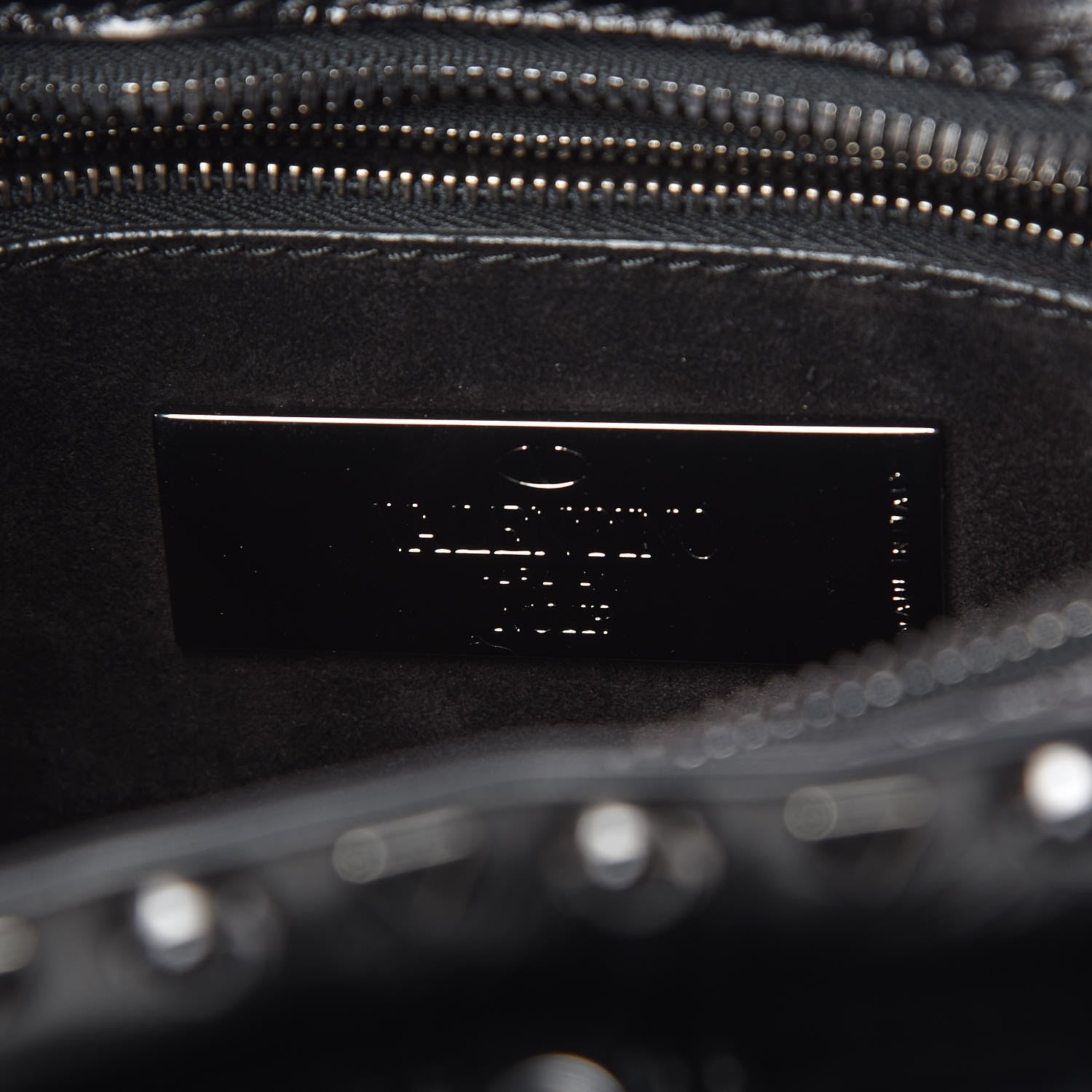 Valentino Garavani Craquele Calfskin Small Guitar Strap Rockstud Rolling Flap Pocket Shoulder Bag Black 6 of 8
