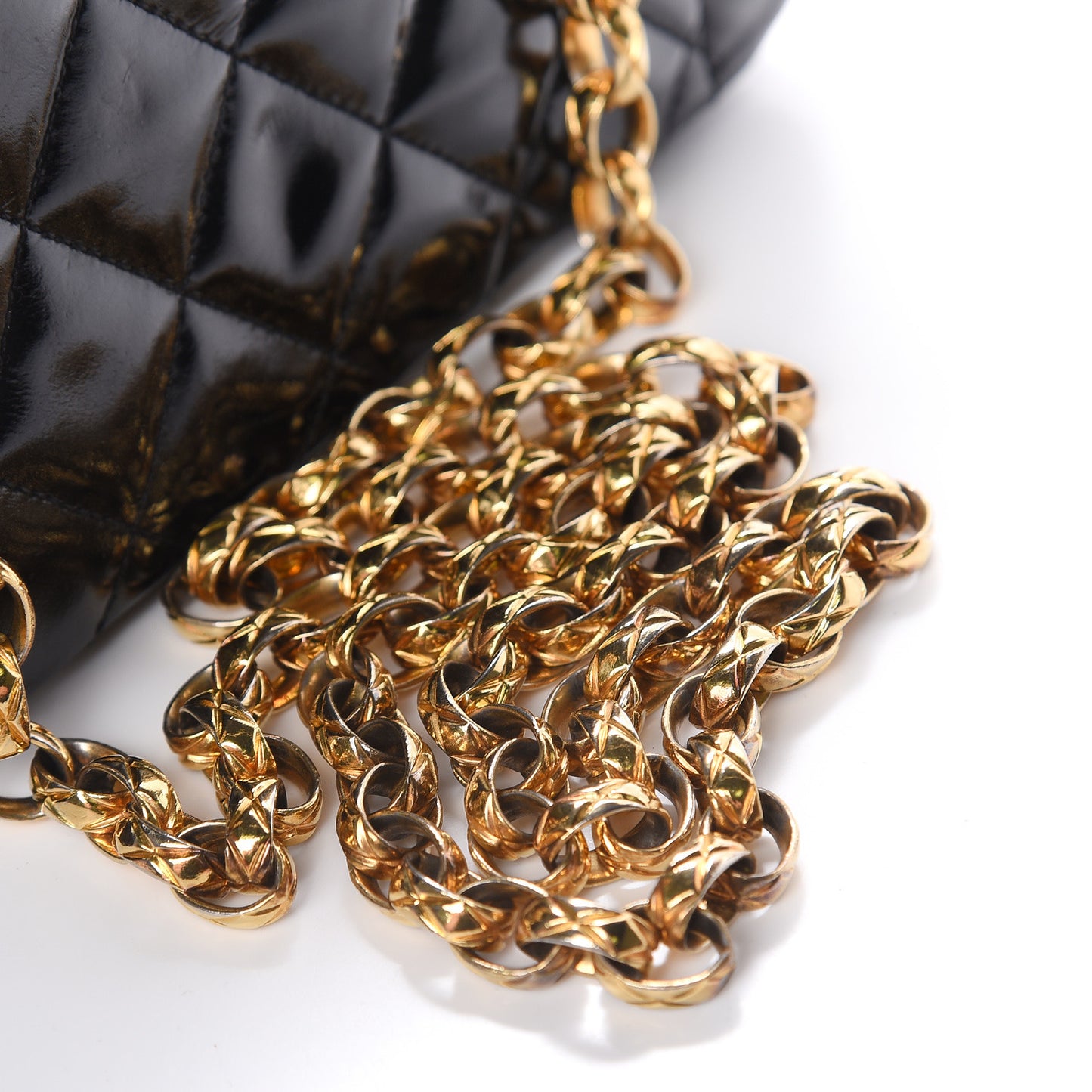 Patent Quilted Extra Mini Rectangular Flap Black