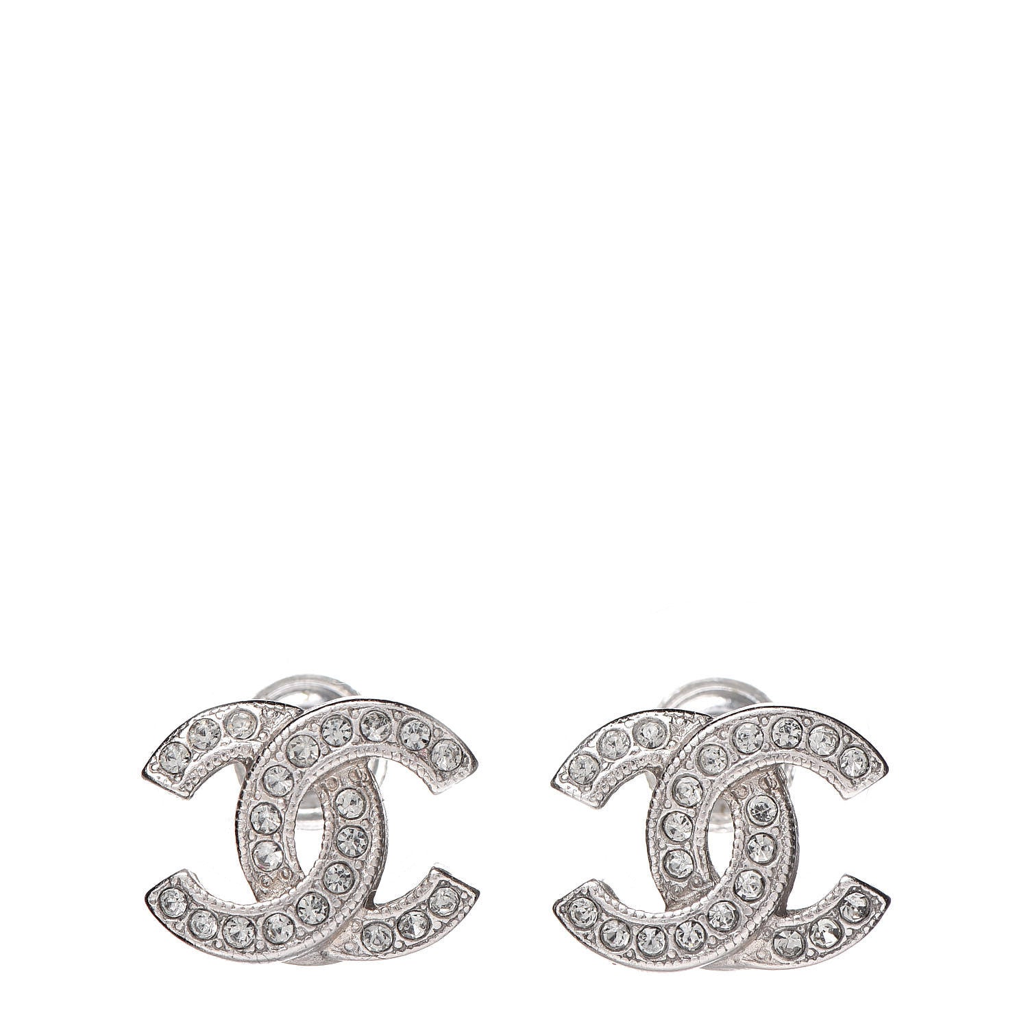 Chanel Crystal Mini Timeless CC Earrings Silver 1 of 5