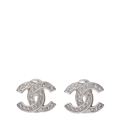 Chanel Crystal Mini Timeless CC Earrings Silver 1 of 5