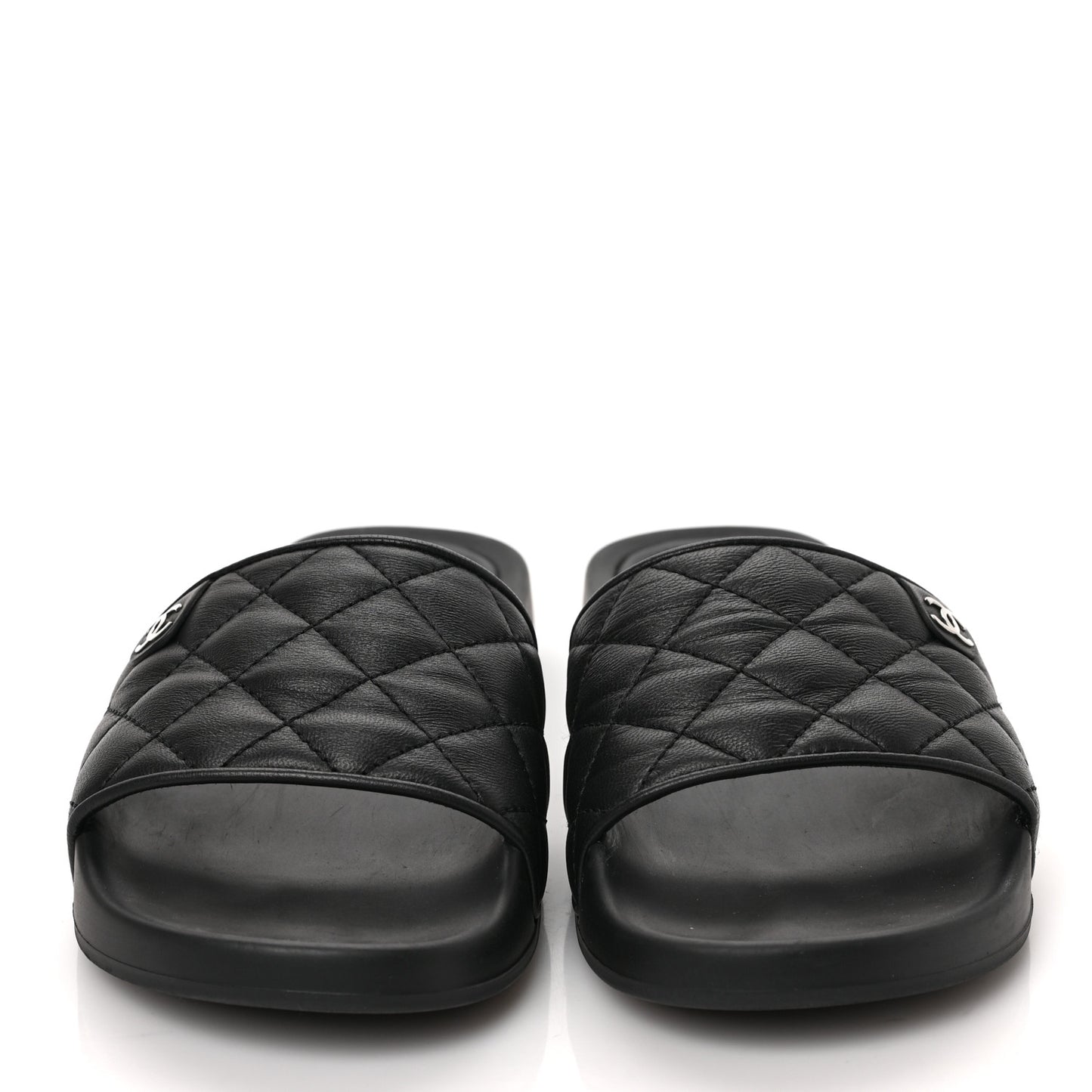 Lambskin Quilted CC Mules Sandals 37 Black