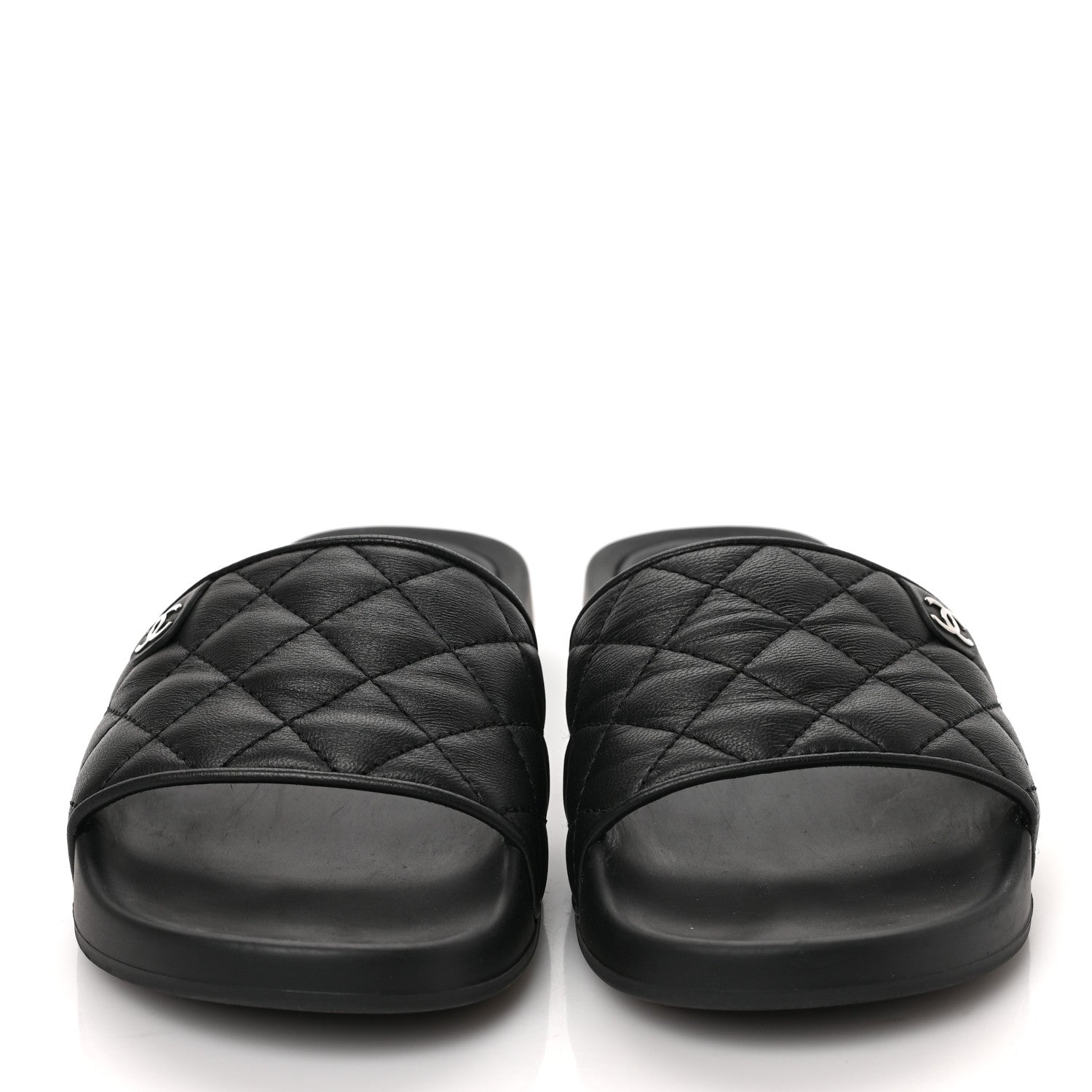 Chanel Lambskin Quilted CC Mules Sandals 37 Black 2 of 9