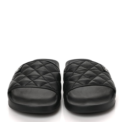 Chanel Lambskin Quilted CC Mules Sandals 37 Black 2 of 9
