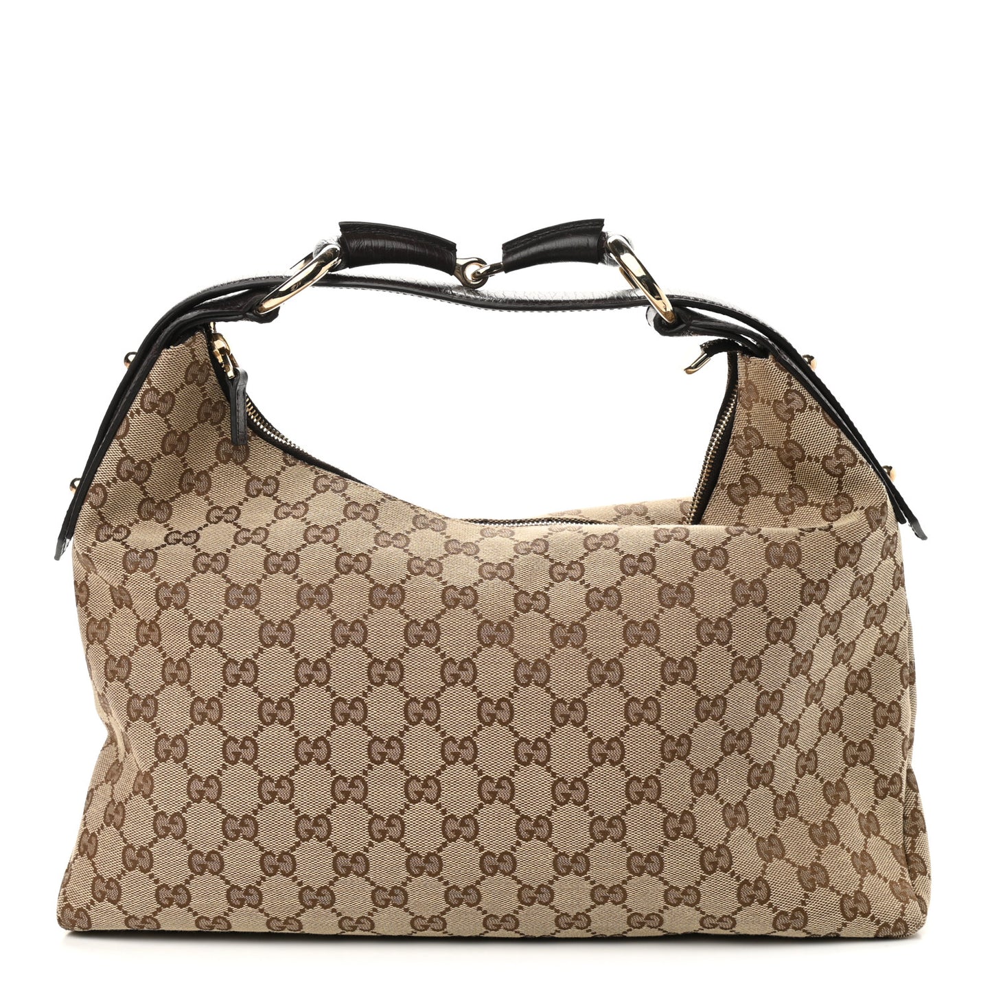 Monogram Medium Horsebit Chain Hobo Dark Brown