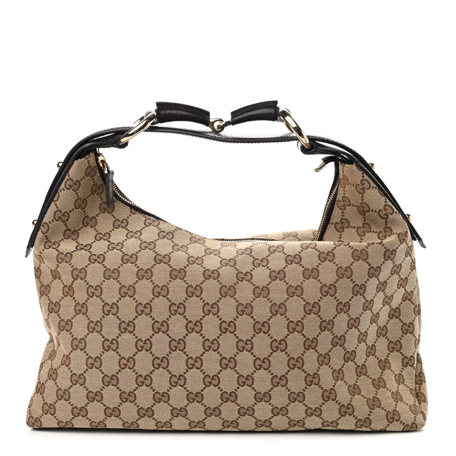 Gucci Monogram Medium Horsebit Chain Hobo Dark Brown 1 of 10