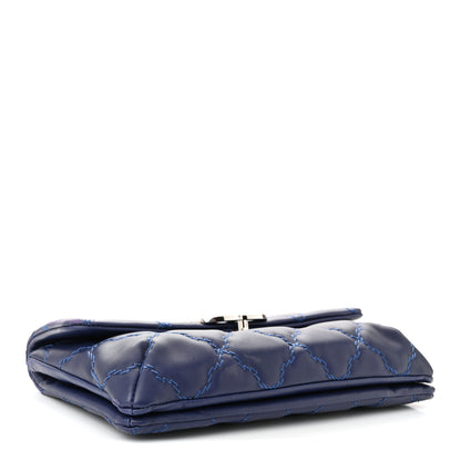 Chanel Calfskin Quilted Double Stitch Hamptons Clutch with Chain Blue 4 of 11