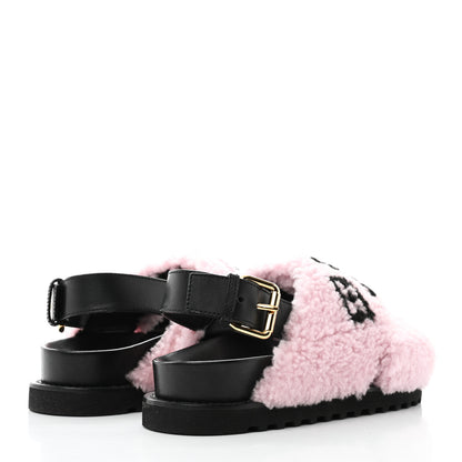 Louis Vuitton Shearling Paseo Flat Comfort Sandal 37 Pink 4 of 10